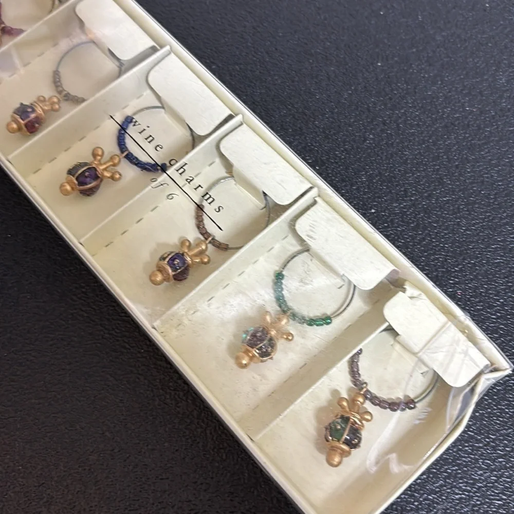 New Pier 1 Imports Elegant Beaded Wine Charms Set